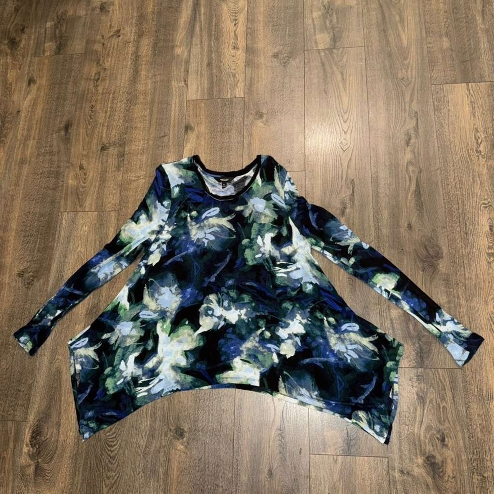 Simply Vera Women's Size XL Abstract Floral Print Artsy Top Long Sleeve Tunic